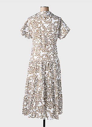 Robe mi-longue imprimé fantaisie manches courtes marron GOA femme
