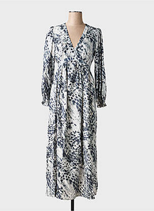 Robe mi-longue coupe fluide manches longues gris IN APRIL 1986 femme