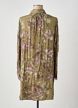Robe mi-longue coupe fluide manches longues vert LAST QUEEN femme