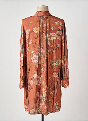 Robe mi-longue coupe fluide manches longues marron LAST QUEEN femme