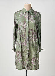 Robe mi-longue coupe fluide manches longues vert fonce LAST QUEEN femme
