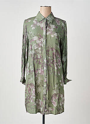 Robe mi-longue coupe fluide manches longues vert fonce LAST QUEEN femme