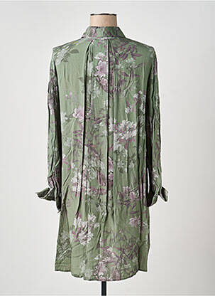 Robe mi-longue coupe fluide manches longues vert fonce LAST QUEEN femme