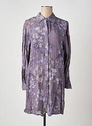 Robe mi-longue coupe fluide manches longues bleu LAST QUEEN femme