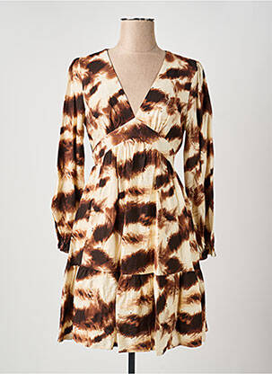 Robe courte coupe évasée manches longues marron IN APRIL 1986 femme
