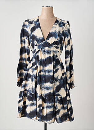 Robe courte coupe évasée manches longues bleu IN APRIL 1986 femme