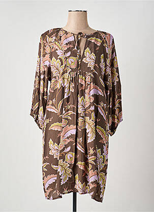 Robe courte coupe fluide manches longues marron IN APRIL 1986 femme