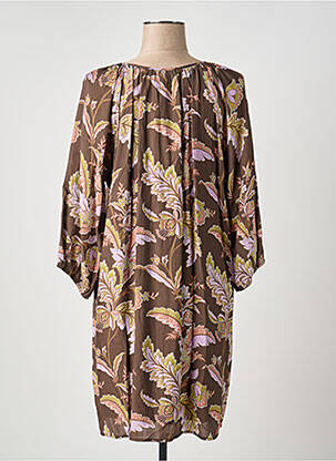 Robe courte coupe fluide manches longues marron IN APRIL 1986 femme