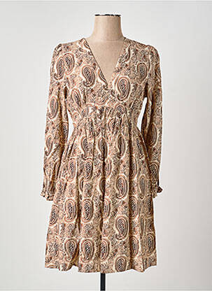 Robe courte coupe évasée manches longues marron IN APRIL 1986 femme