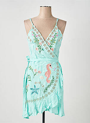 Robe courte fines bretelles bleu LAST QUEEN femme