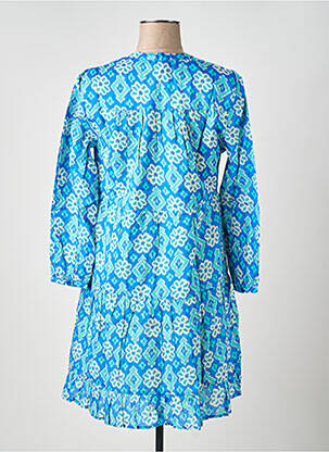 Robe mi-longue imprimé fantaisie manches longues bleu GOA femme