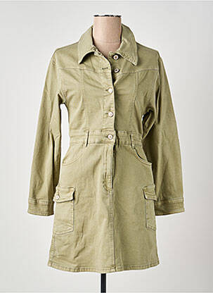 Robe courte manches longues manches longues vert PLACE DU JOUR femme