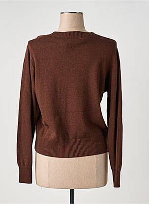 Pull coupe cintrée manches longues marron MADE IN ITALY femme