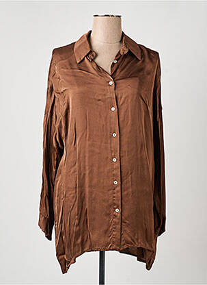 Chemisier coupe droite manches longues marron SENES femme