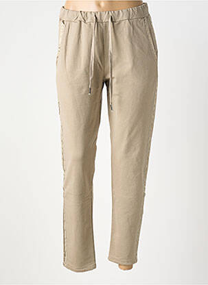 Pantalon 7/8 taille élastique beige VANILLA femme