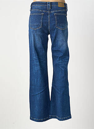 Jean coupe flare fermeture zippée sous rabat boutonné bleu fonce PLACE DU JOUR femme