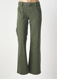 Jean coupe flare fermeture zippée sous rabat boutonné vert PLACE DU JOUR femme
