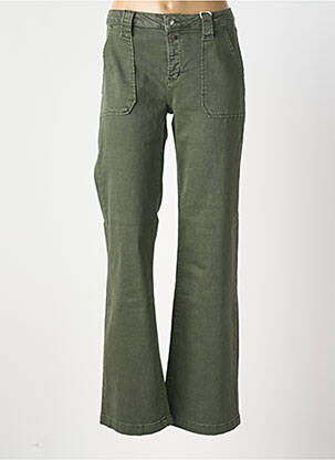 Jean coupe flare fermeture zippée sous rabat boutonné vert PLACE DU JOUR femme