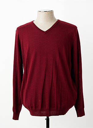 Pull col v manches longues rouge DELAHAYE homme