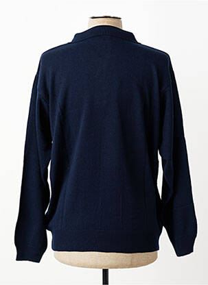 Pull col polo manches longues bleu HUNTLEY & PALMER homme