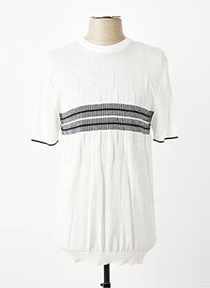 Pull stretch manches courtes blanc REVER MILE homme