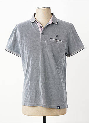 Polo tissage chiné manches courtes bleu REVER MILE homme