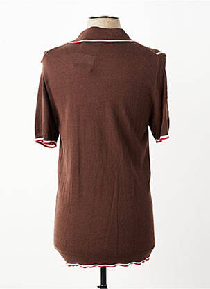 Pull col polo manches courtes marron REVER MILE homme