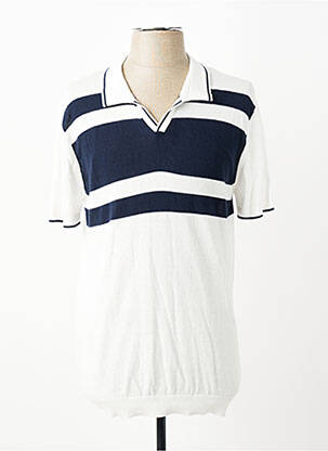 Pull col polo manches courtes blanc REVER MILE homme