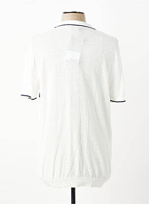 Pull col polo manches courtes blanc REVER MILE homme