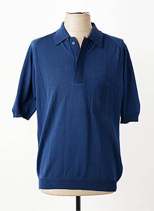 Pull col polo manches courtes bleu SILAN homme