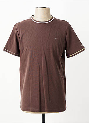 T-shirt broderie manches courtes marron REVER MILE homme