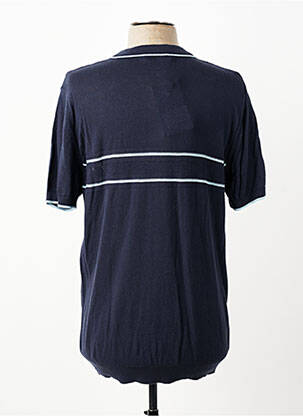 Pull col polo manches courtes bleu REVER MILE homme