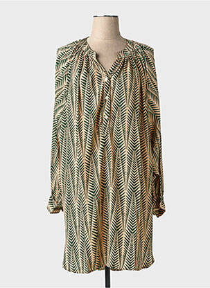 Robe mi-longue coupe fluide manches longues vert GOLD & SILVER femme