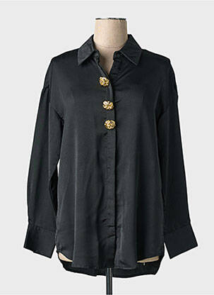 Tunique manches longues col chemisier noir BISOUS CONFITURE femme