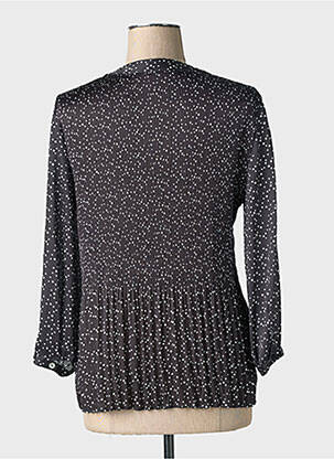 Chemisier tissage crêpe manches longues noir BARILOCHE femme