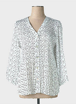 Chemisier tissage crêpe manches longues blanc BARILOCHE femme