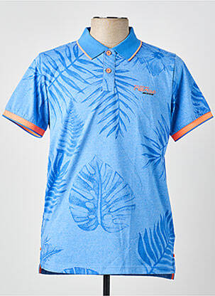 Polo tissage chiné manches courtes bleu NEW ZEALAND AUCKLAND homme