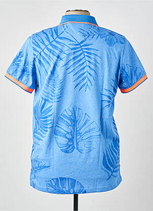 Polo tissage chiné manches courtes bleu NEW ZEALAND AUCKLAND homme