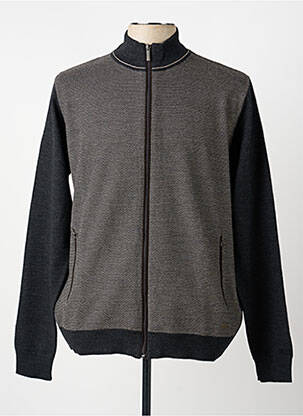 Gilet manches longues tissage chiné gris MISE AU GREEN homme