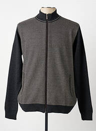 Gilet manches longues tissage chiné gris MISE AU GREEN homme