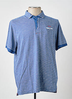 Polo tissage chiné manches courtes bleu NEW ZEALAND AUCKLAND homme