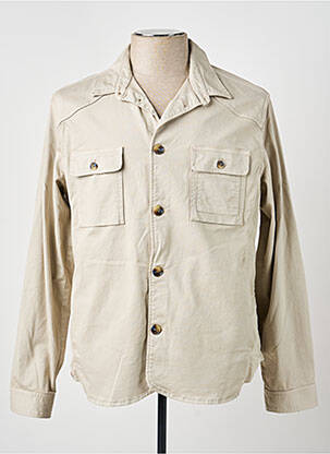Veste casual fermeture boutonnée sur le devant beige BRUNO SAINT HILAIRE homme