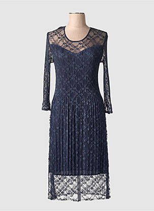 Robe mi-longue manches longues manches longues bleu LEO & UGO femme