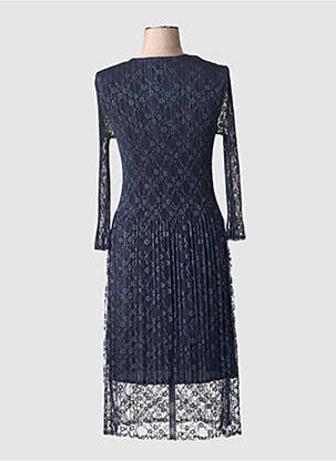 Robe mi-longue manches longues manches longues bleu LEO & UGO femme