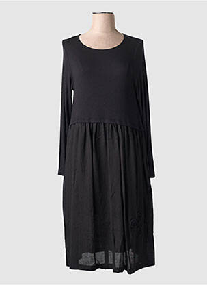 Robe mi-longue manches longues manches longues noir ORTO BOTANICO femme