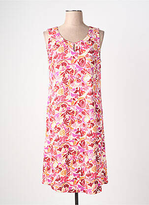 Robe mi-longue imprimé fleurs sans manche rose AGATHE & LOUISE femme