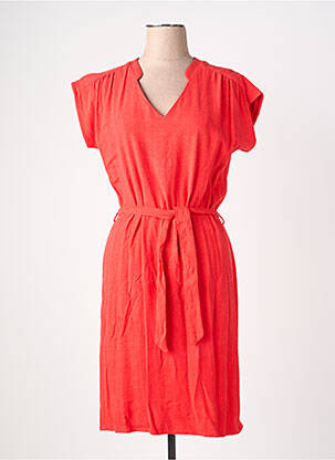 Robe mi-longue tissage crêpe manches courtes rouge LE PETIT BAIGNEUR femme