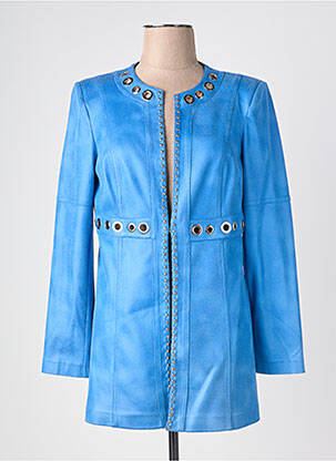 Manteau long coupe cintrée sans capuche bleu EXTENZO PARIS femme