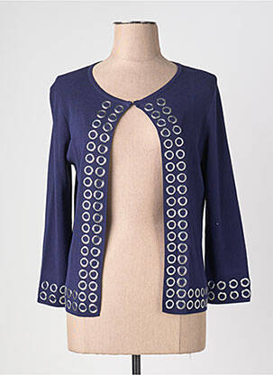 Gilet manches longues col rond bleu TRIPODE femme