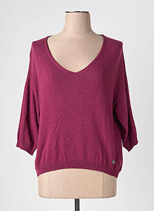 Pull col v manches 3/4 violet LE PETIT BAIGNEUR femme